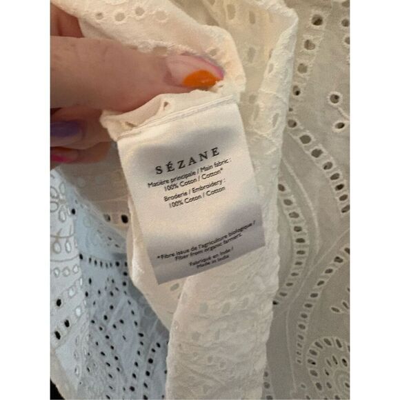 Sézane Rosa Eyelet Top Blouse In Ecru White Size Small - Picture 7 of 7